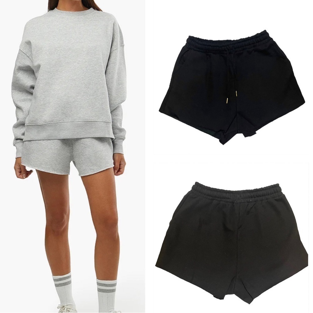 Weworewhat Pull On Sweat Short for women Soft Fleece in Solid Black Size Small
